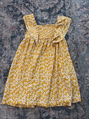 Zara Yellow Floral Smocked Ruffle Sundress